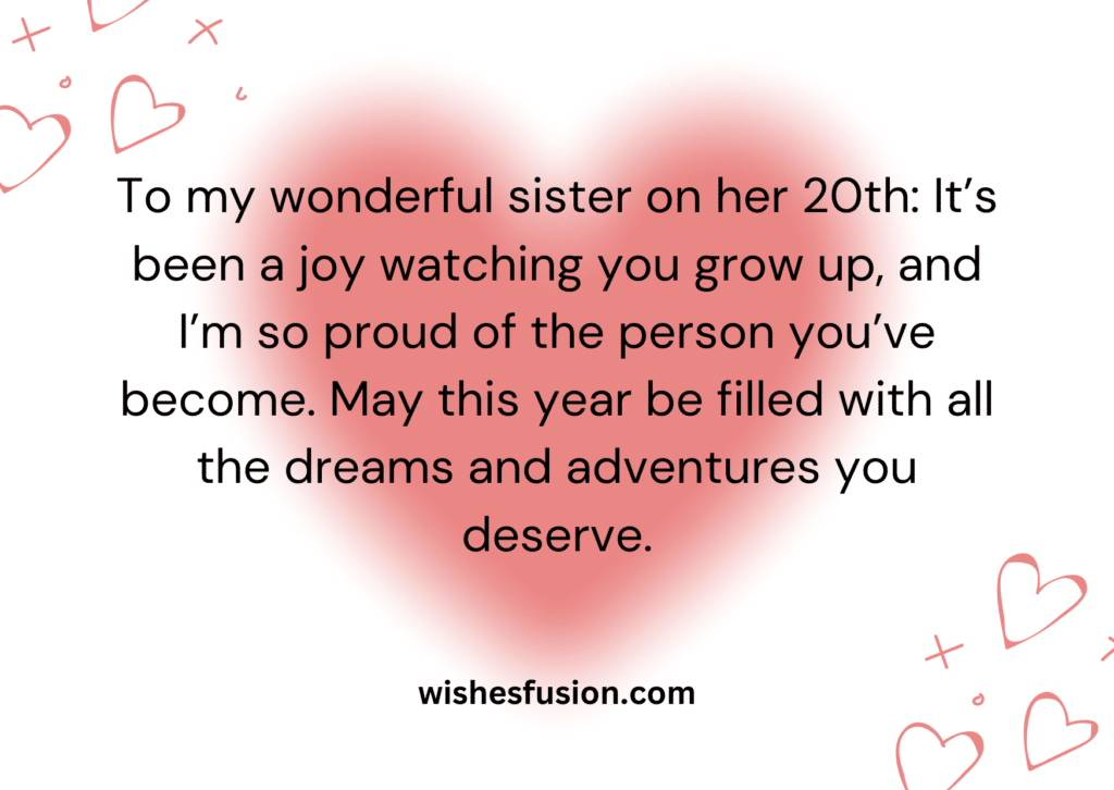 20th Birthday Wishes For Sister From big Brother