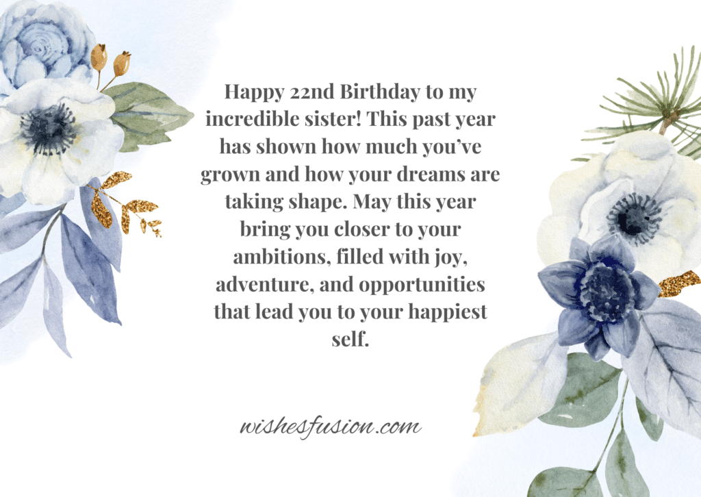 22nd Birthday Wishes For Sister