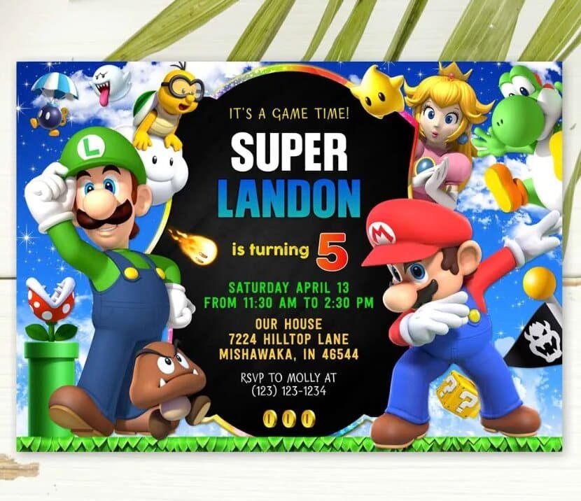 Super Mario Birthday Party Ideas invitation